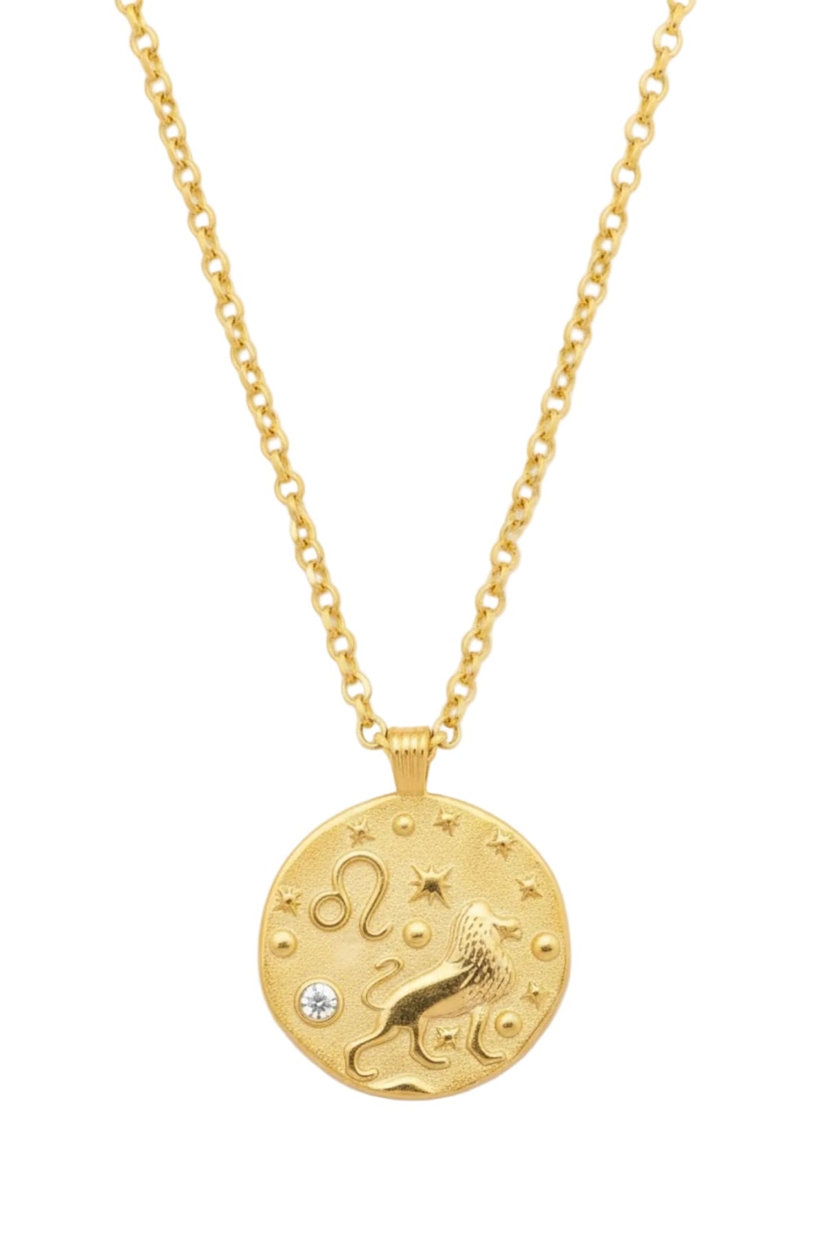 Zodiac Birthstone Talisman Necklace Leo Gold