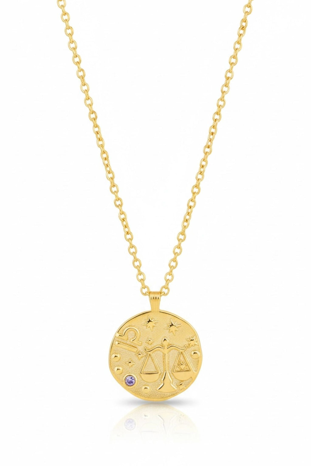 Zodiac Birthstone Talisman Necklace Libra Gold