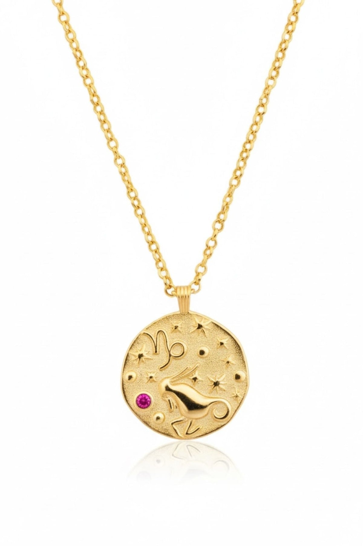 Zodiac Birthstone Talisman Necklace Capricorn Gold