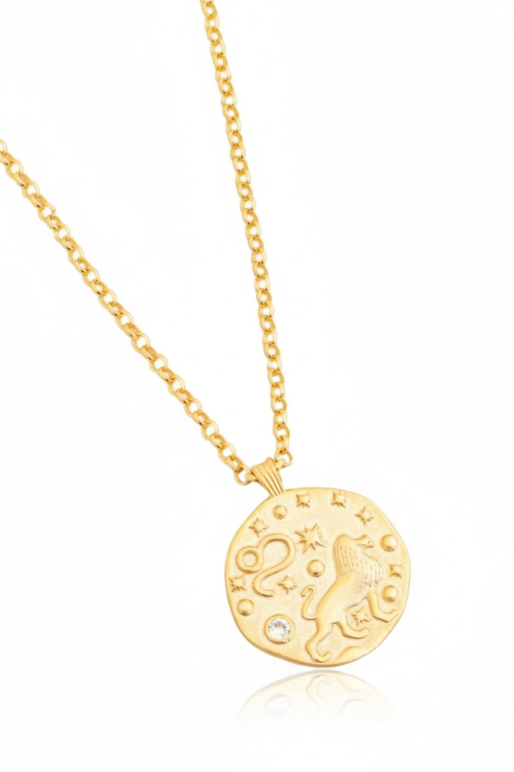 Zodiac Birthstone Talisman Necklace Leo Gold