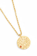 Zodiac Birthstone Talisman Necklace Aquarius Gold