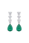 Delphine Colombian Emerald Triple Drop Earrings Silver