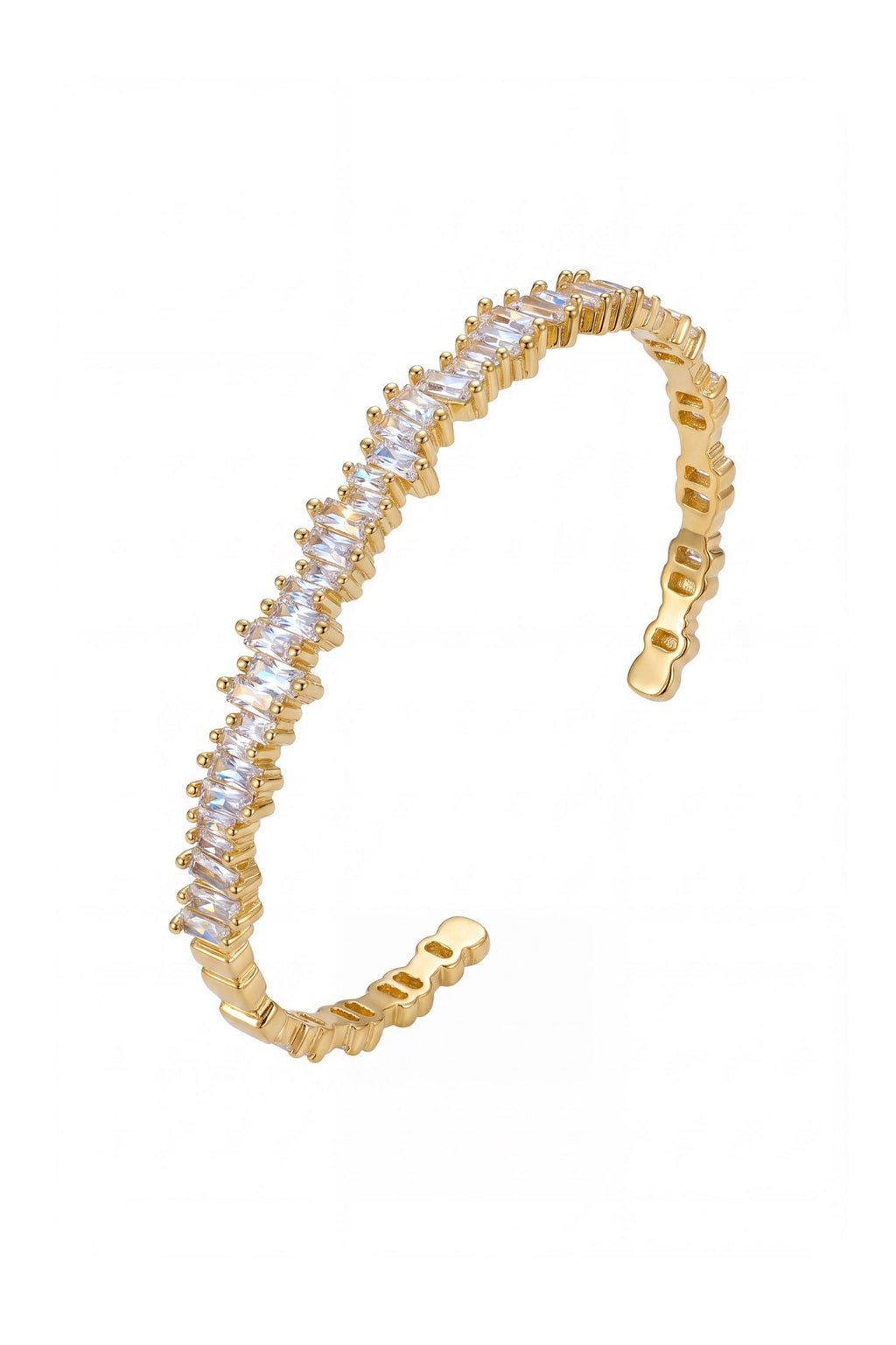 Baguette Ice Cuff Bangle Gold White