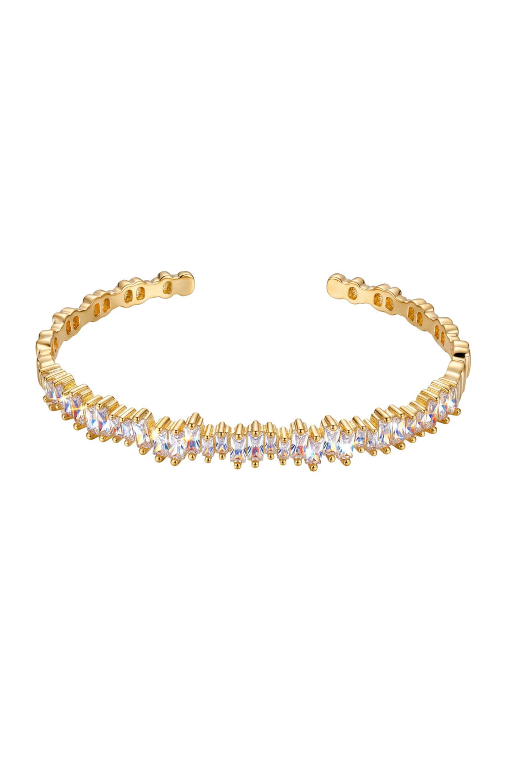 Baguette Ice Cuff Bangle Gold White