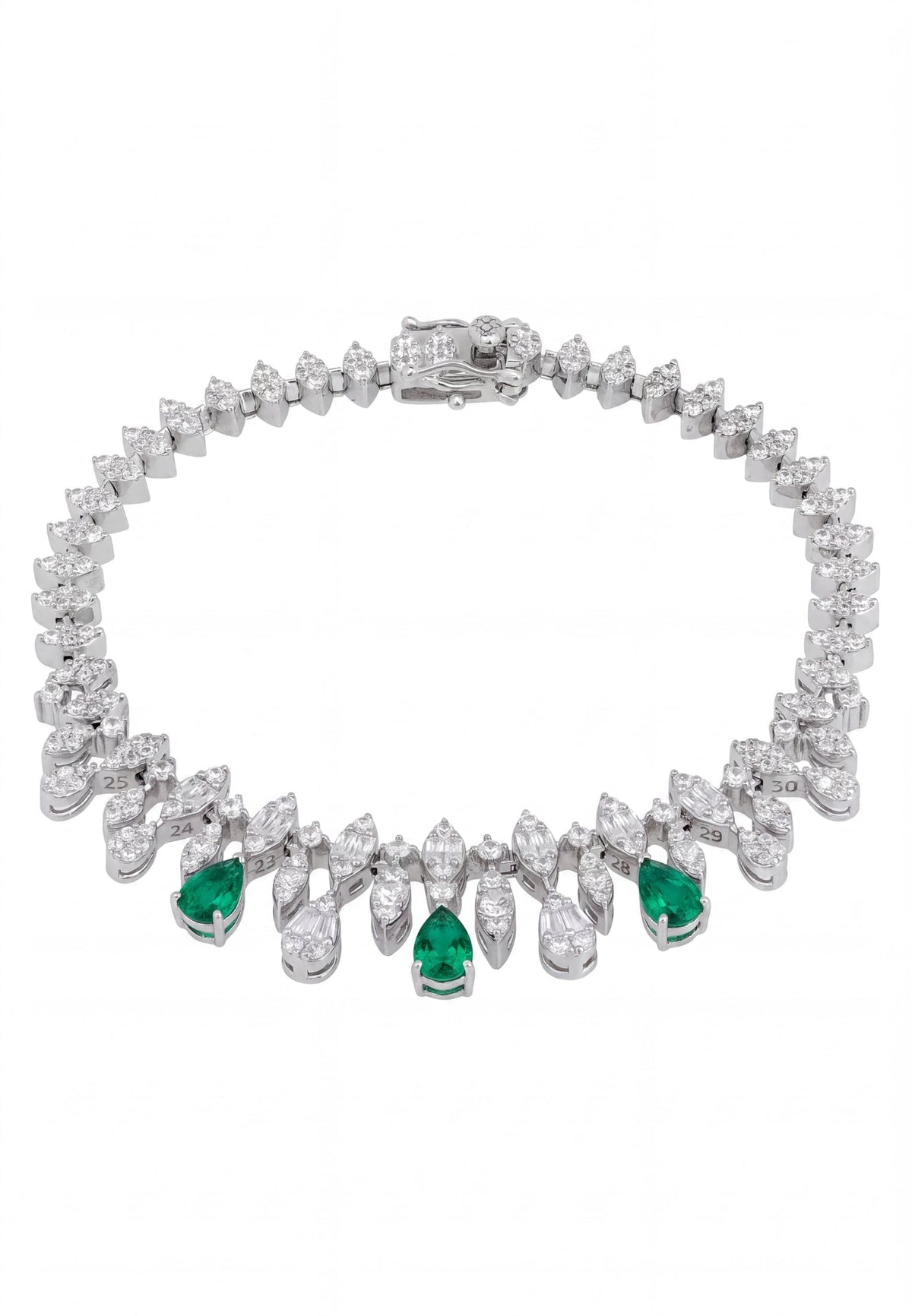 Duchess Emerald Tennis Bracelet Silver