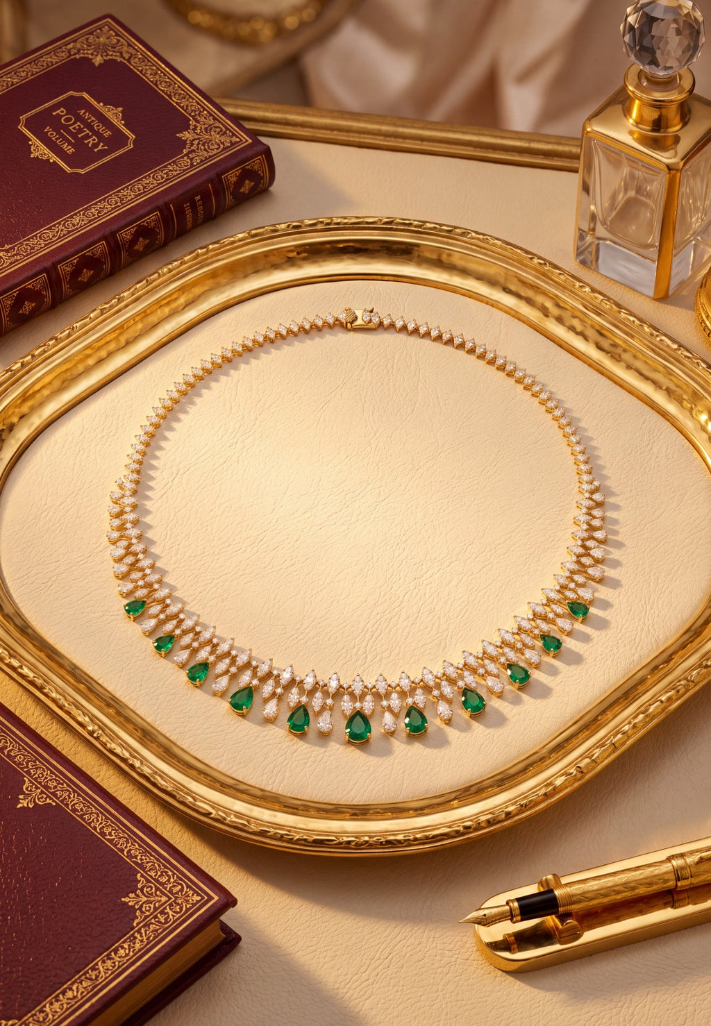 Duchess Emerald Statement Necklace Gold
