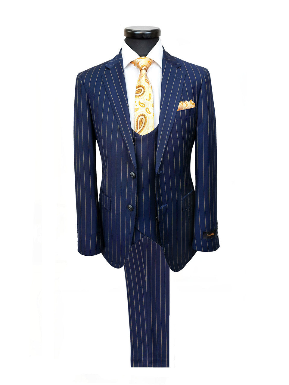 Navy Orange Stripe 3-Piece Suit-0