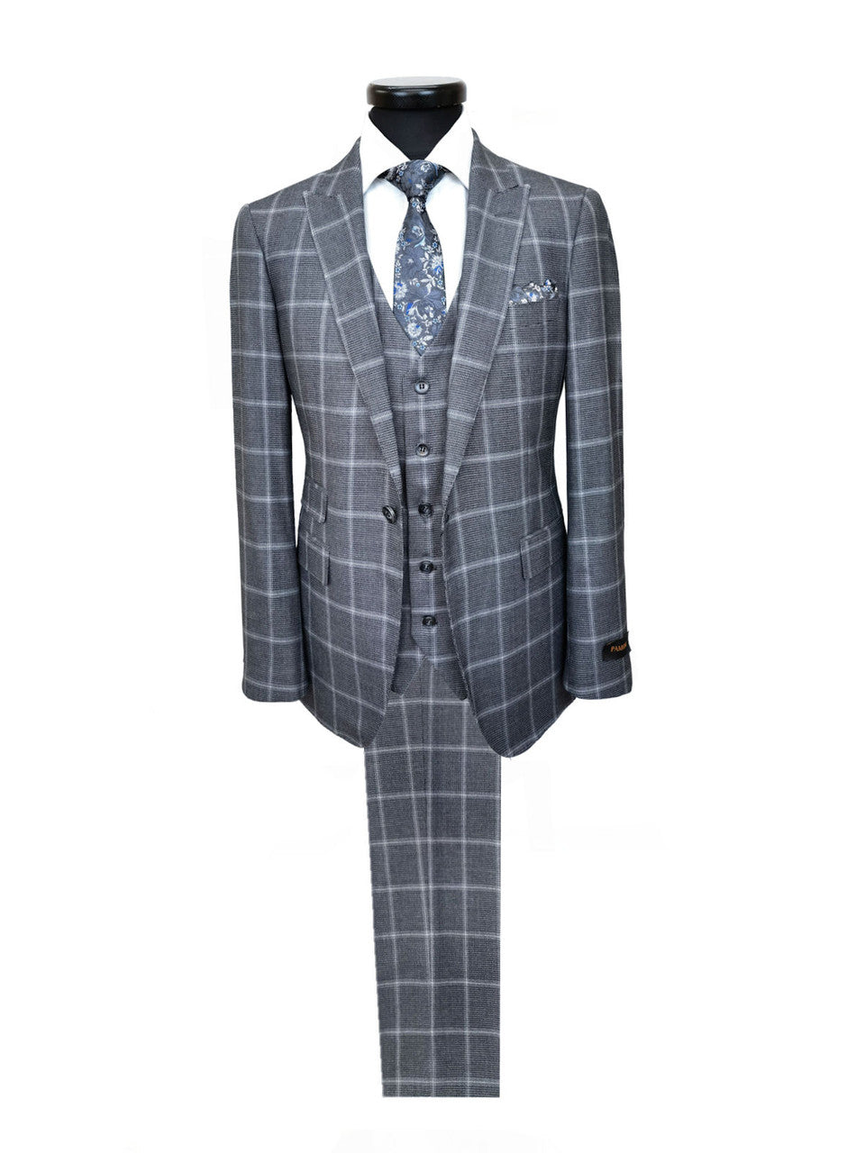 Grey Check Houndstooth 3-Piece Suit-0