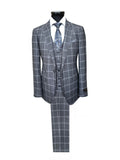 Grey Check Houndstooth 3-Piece Suit-0