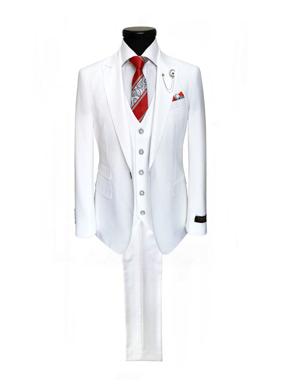 White Slim Fit 3-Piece Suit-0
