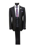 Black Textured Two Button Slim Fit Suit-0
