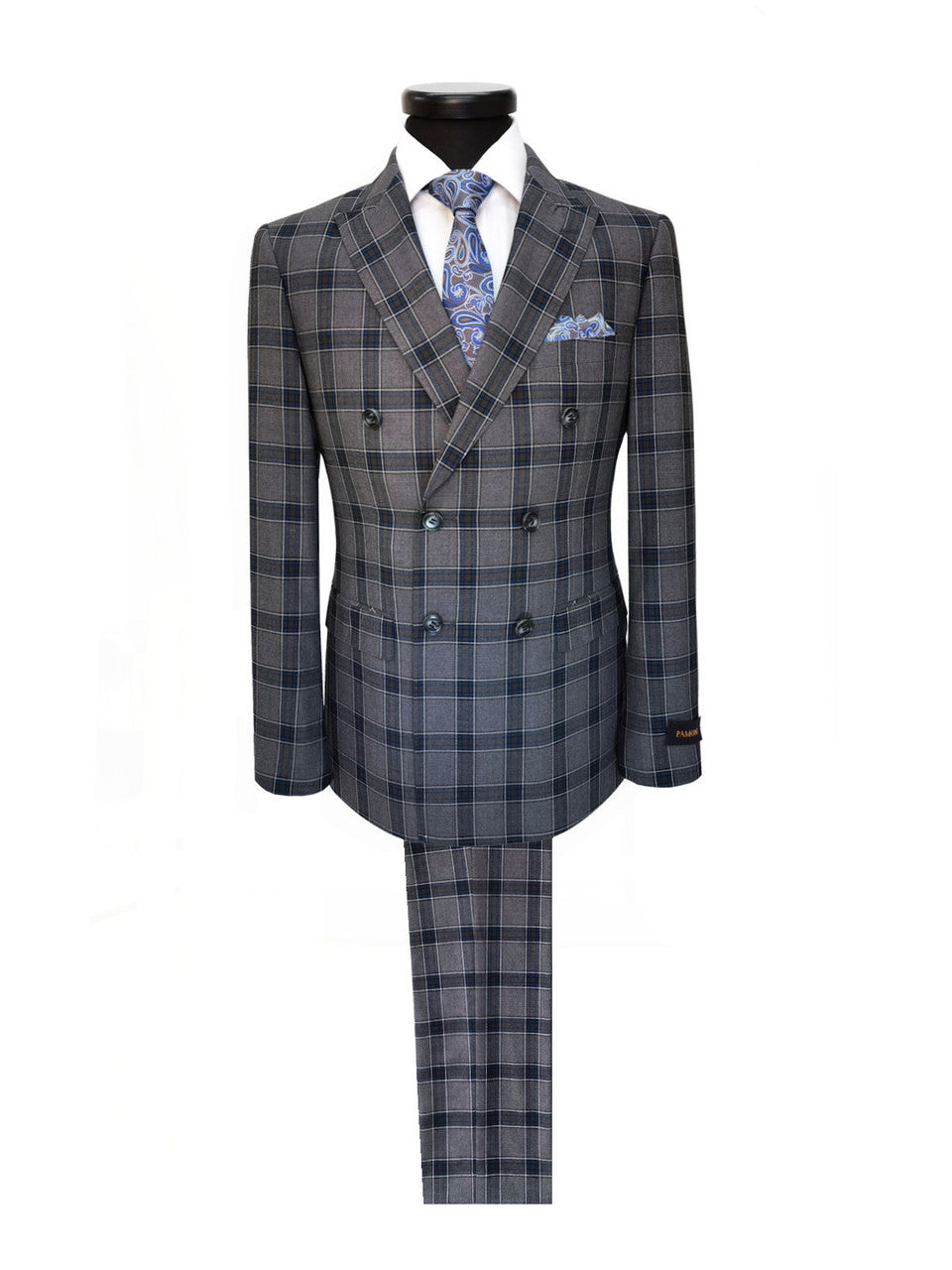 Dark Grey Check Double Breasted Suit-0