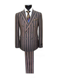 Brown Bold Stripe Double Breasted Suit-0