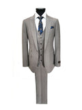 Taupe Slim Fit 3-Piece Twill Suit-0