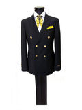 Black Gold Button Double Breasted Suit-0
