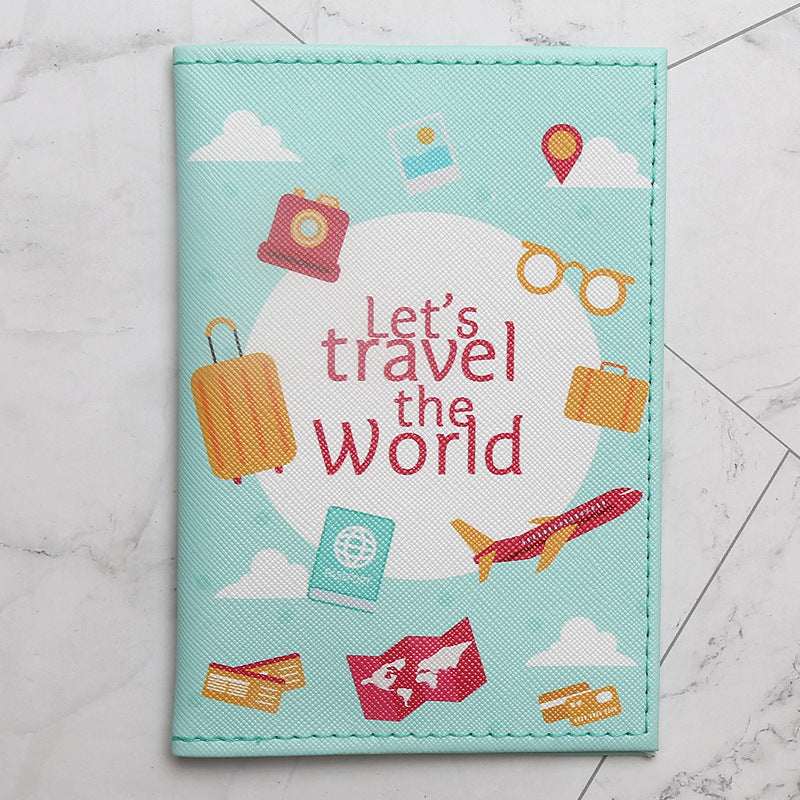 Travel around the world map passport protection cover passport clip PU passport cover
