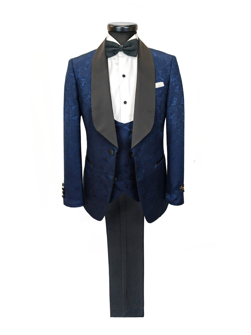 Navy Floral Style 3-Piece Tuxedo-0