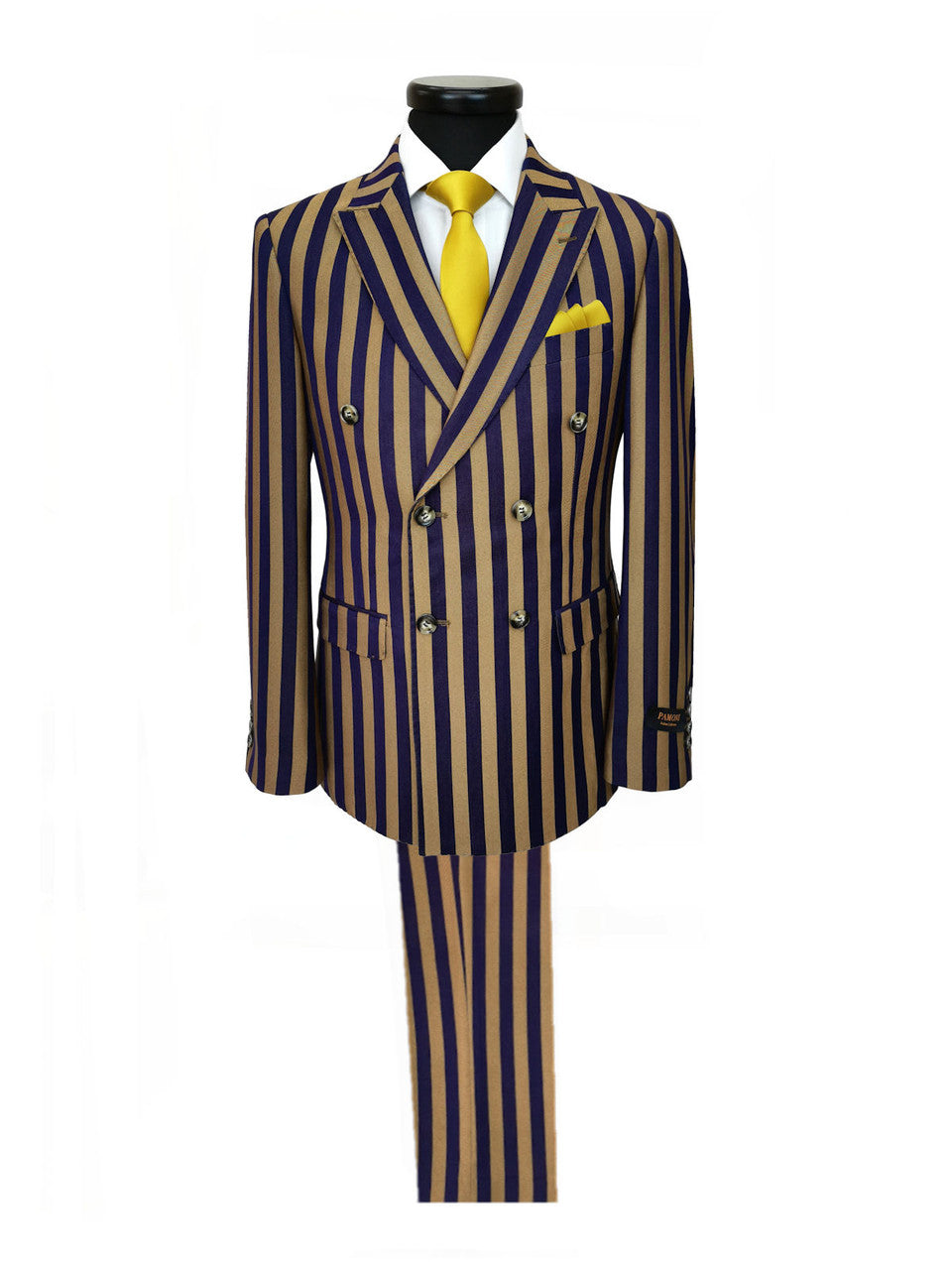 Navy Gold Bold Stripe Double Breasted Suit-0