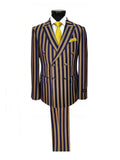 Navy Gold Bold Stripe Double Breasted Suit-0