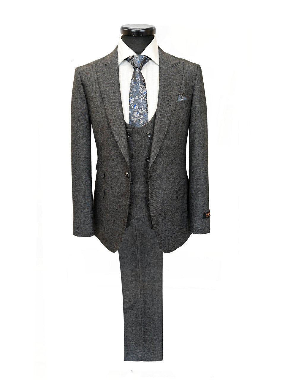 Dark Grey Birdseye 3-Piece Suit-0