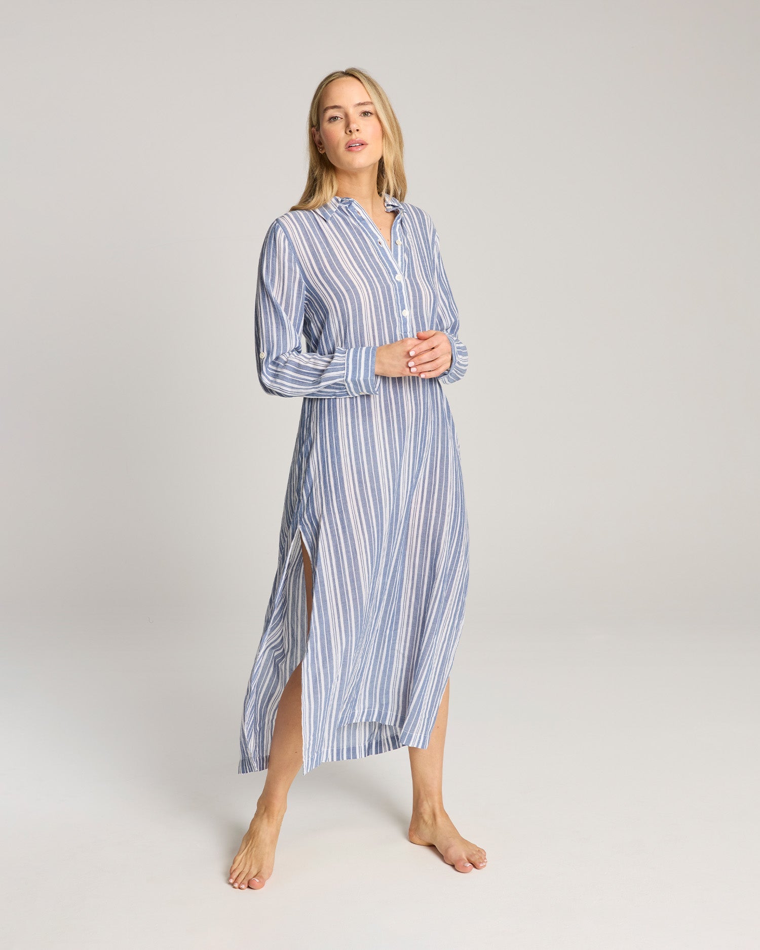 The Maxi Shirt - French Navy Stripe