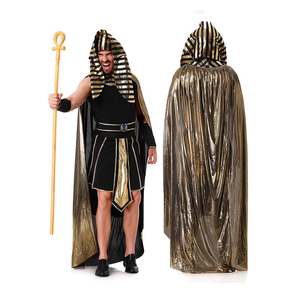 Halloween Couple Egyptian Costume Cosplay Pharaoh and Queen Outfit Men Women Ancient Greek Roman King Queen Performance Adult
