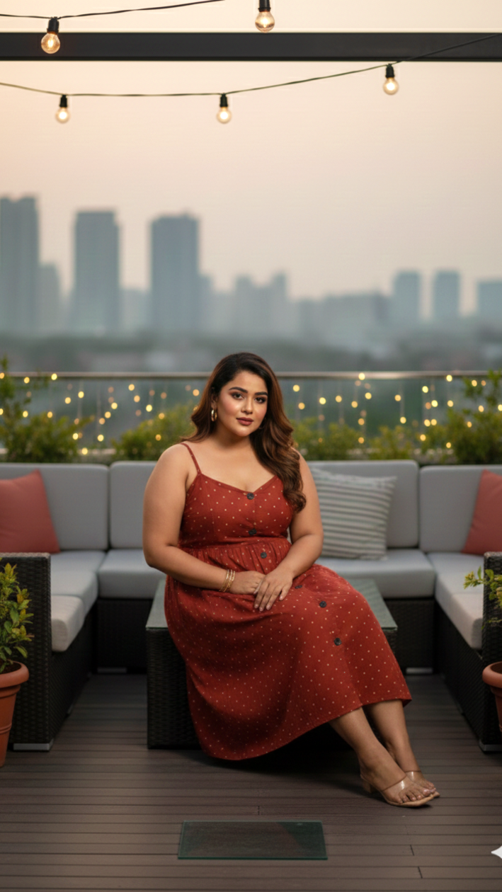 Maroon Polka Button-Down Dress-3