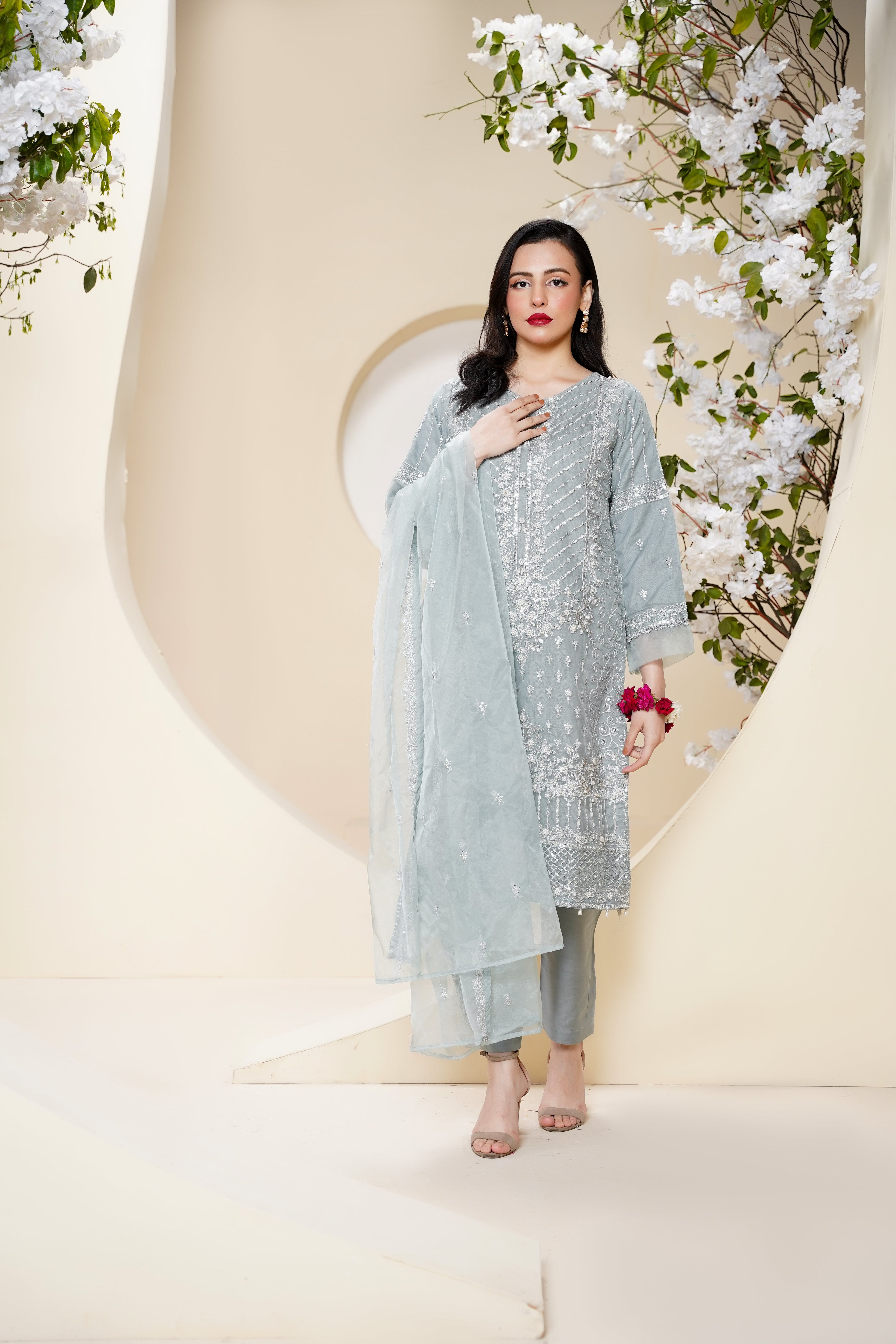 Tehwar - Luxury Organza Outfit - Festive Collection - Ready to Wear - Eid25 - TEHV7D4-SD