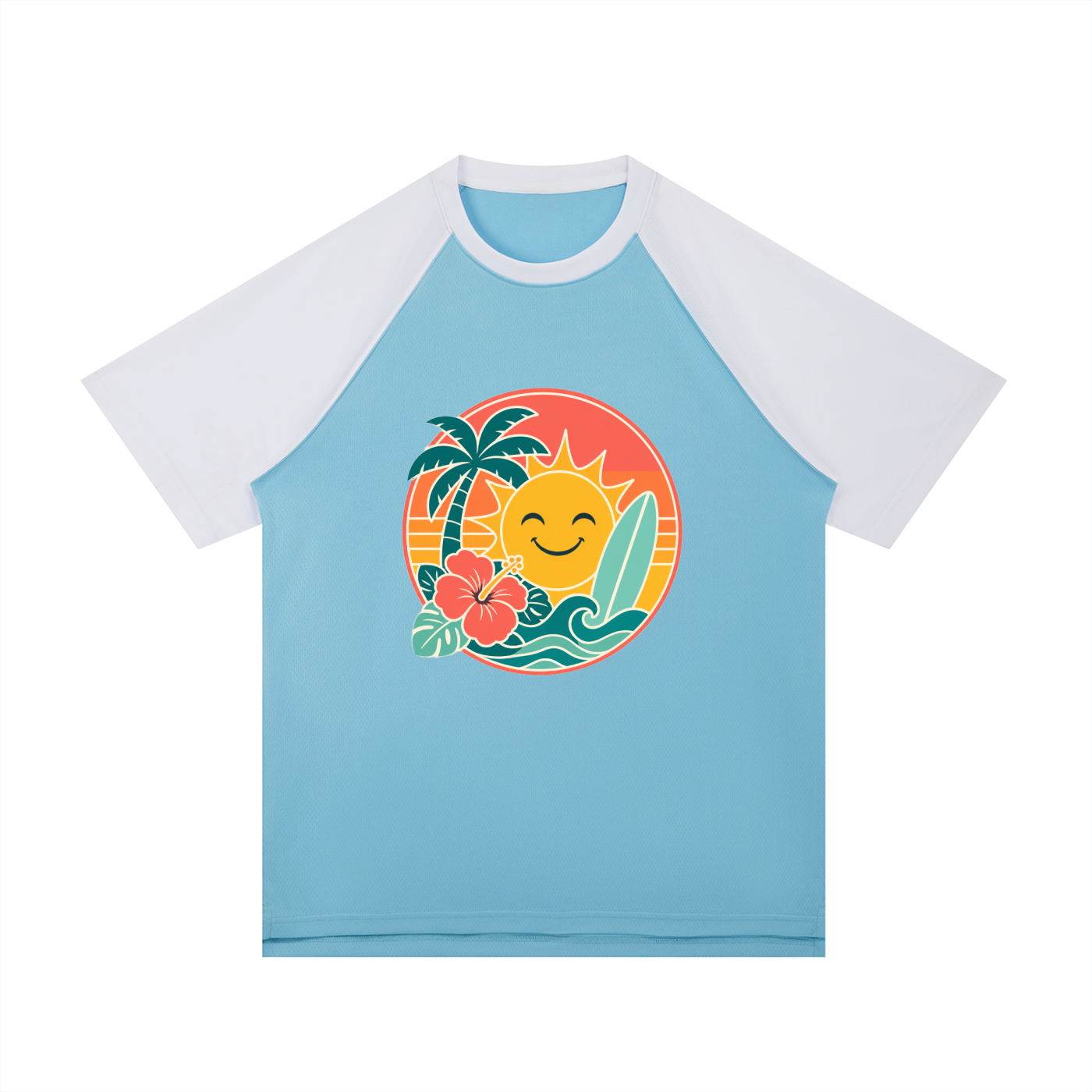 Contrast Raglan Sleeve Mesh T-Shirt