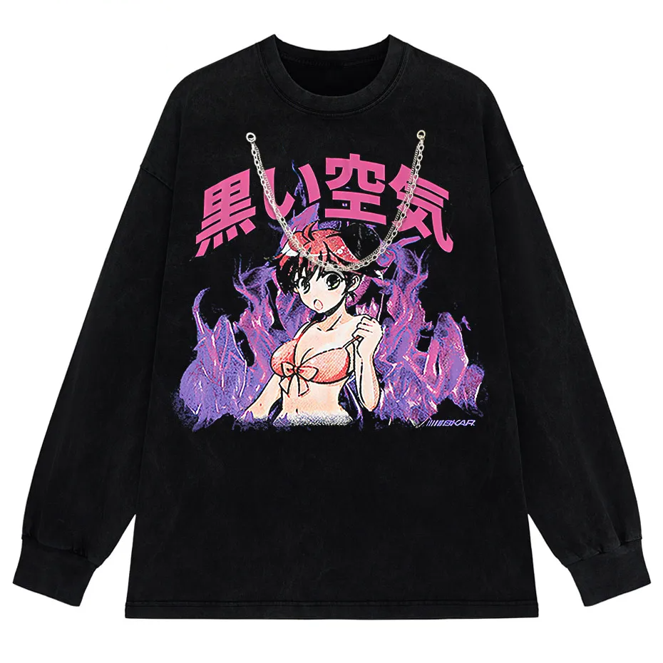 Japanese Anime Girl Oversized Streetwear T-Shirt-1