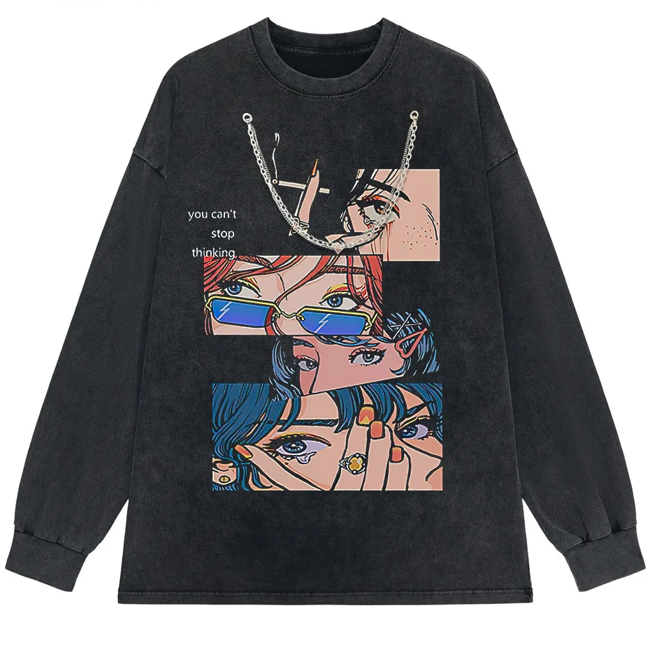 Harajuku Hip Hop Streetwear Anime Cartoon T-Shirt Men Loose Y2K Tee-6