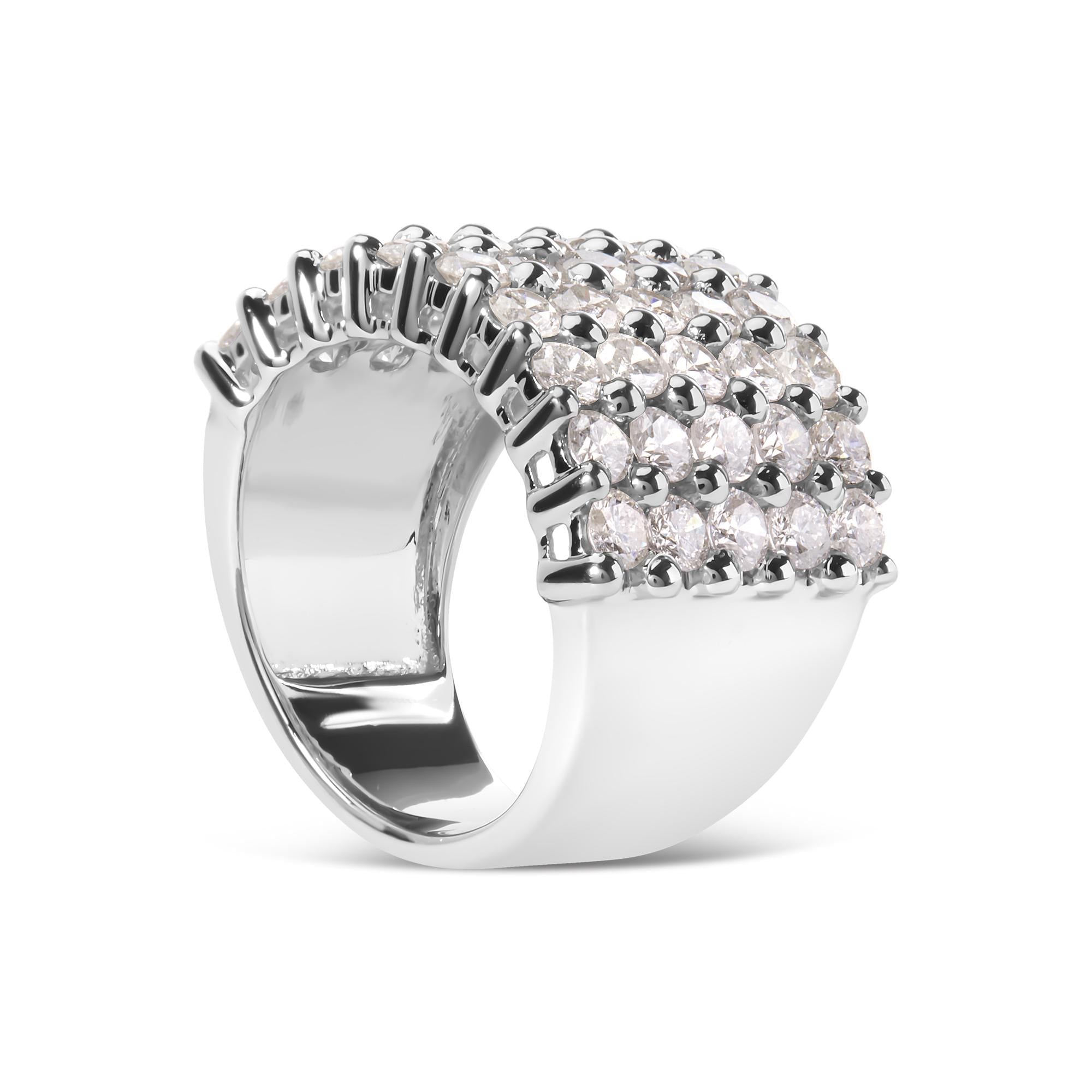 14k White Gold 4.0 Cttw Diamond 5 Row Ring Band (I-J Color, I1-I2 Clarity)