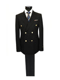 Black Double Breasted Suit with Gold Button-0