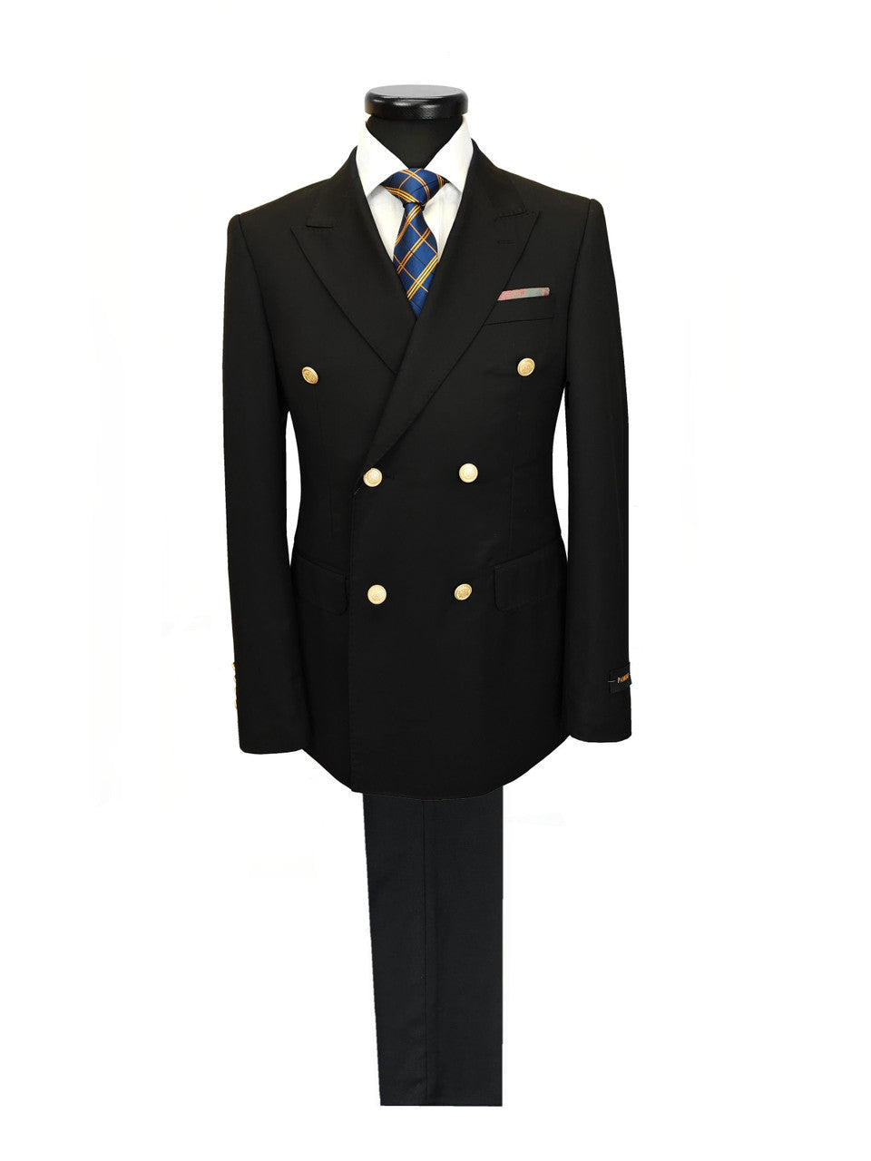 Black Double Breasted Suit with Gold Button-0