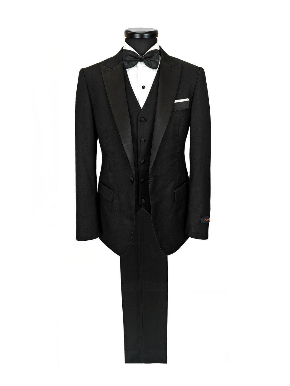 Classic Black 3-Piece Tuxedo – Satin Peak Lapel-1