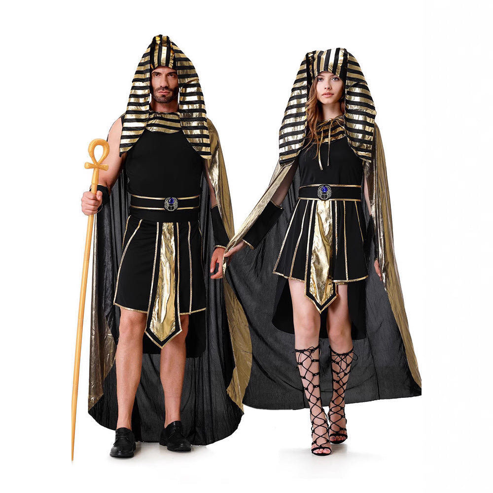 Halloween Couple Egyptian Costume Cosplay Pharaoh and Queen Outfit Men Women Ancient Greek Roman King Queen Performance Adult