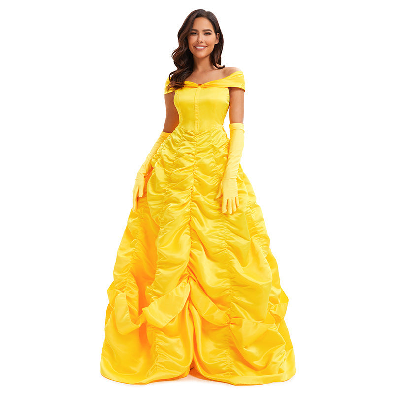 Beauty and the Beast Belle Princess Dress Cosplay Yellow Belle Costume for Women