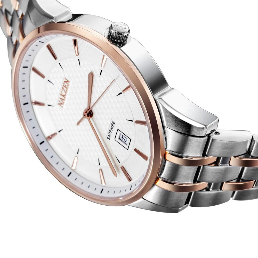 NAKZEN Top Luxury Brand Men's Watches Waterproof Quartz Stainless Steel Watch Rose Gold Watches Male Clock Relogio Masculino 4009-2