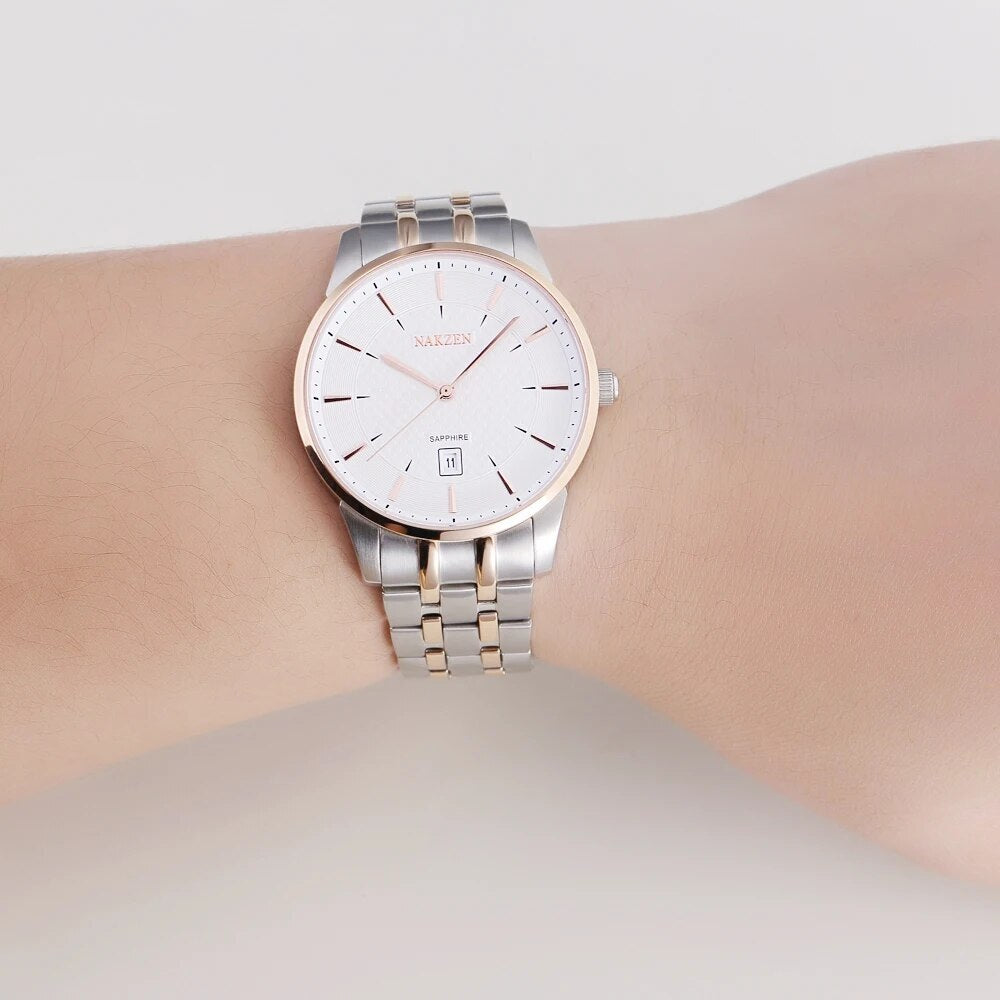 NAKZEN Top Luxury Brand Men's Watches Waterproof Quartz Stainless Steel Watch Rose Gold Watches Male Clock Relogio Masculino 4009-5