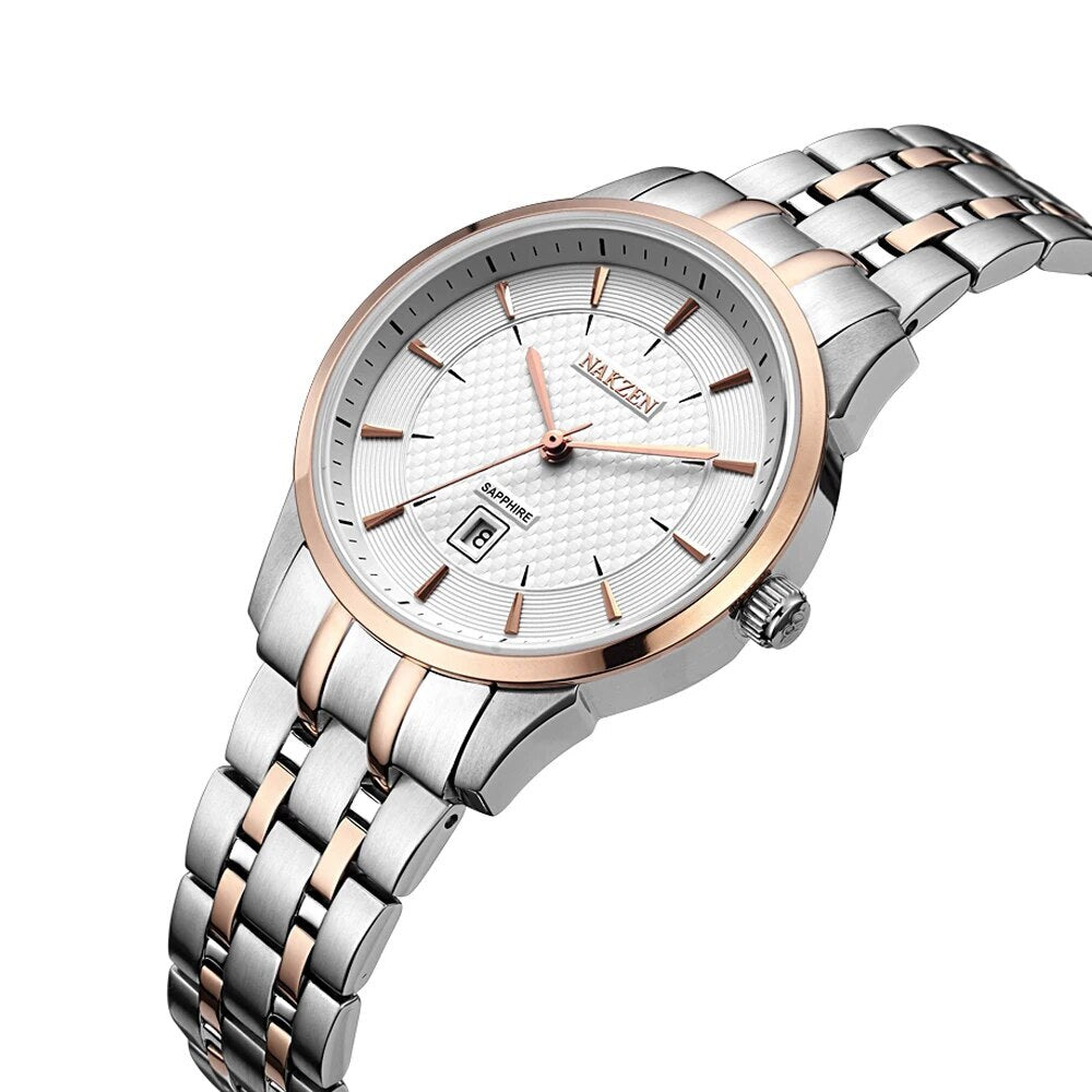 NAKZEN Top Luxury Brand Men's Watches Waterproof Quartz Stainless Steel Watch Rose Gold Watches Male Clock Relogio Masculino 4009-1