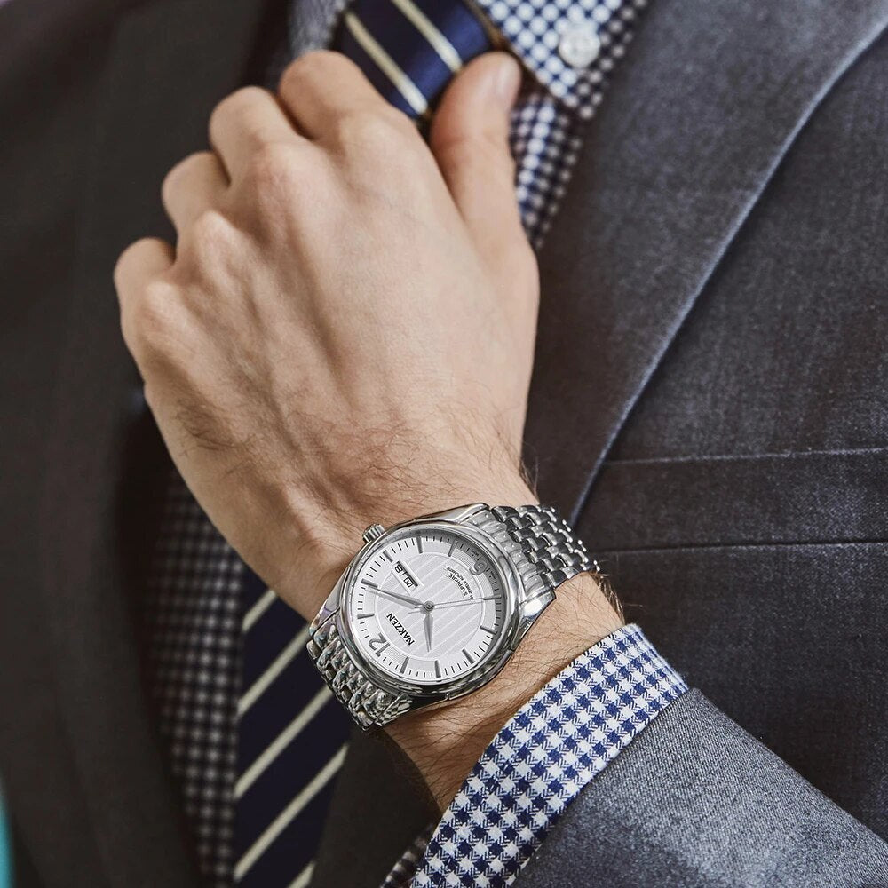 NAKZEN Mens Automatic Mechanical Watch Miyota 8205 Movemen Men Business Waterproof Stainless Steel Watch Clock Relogio Masculino 6009-5