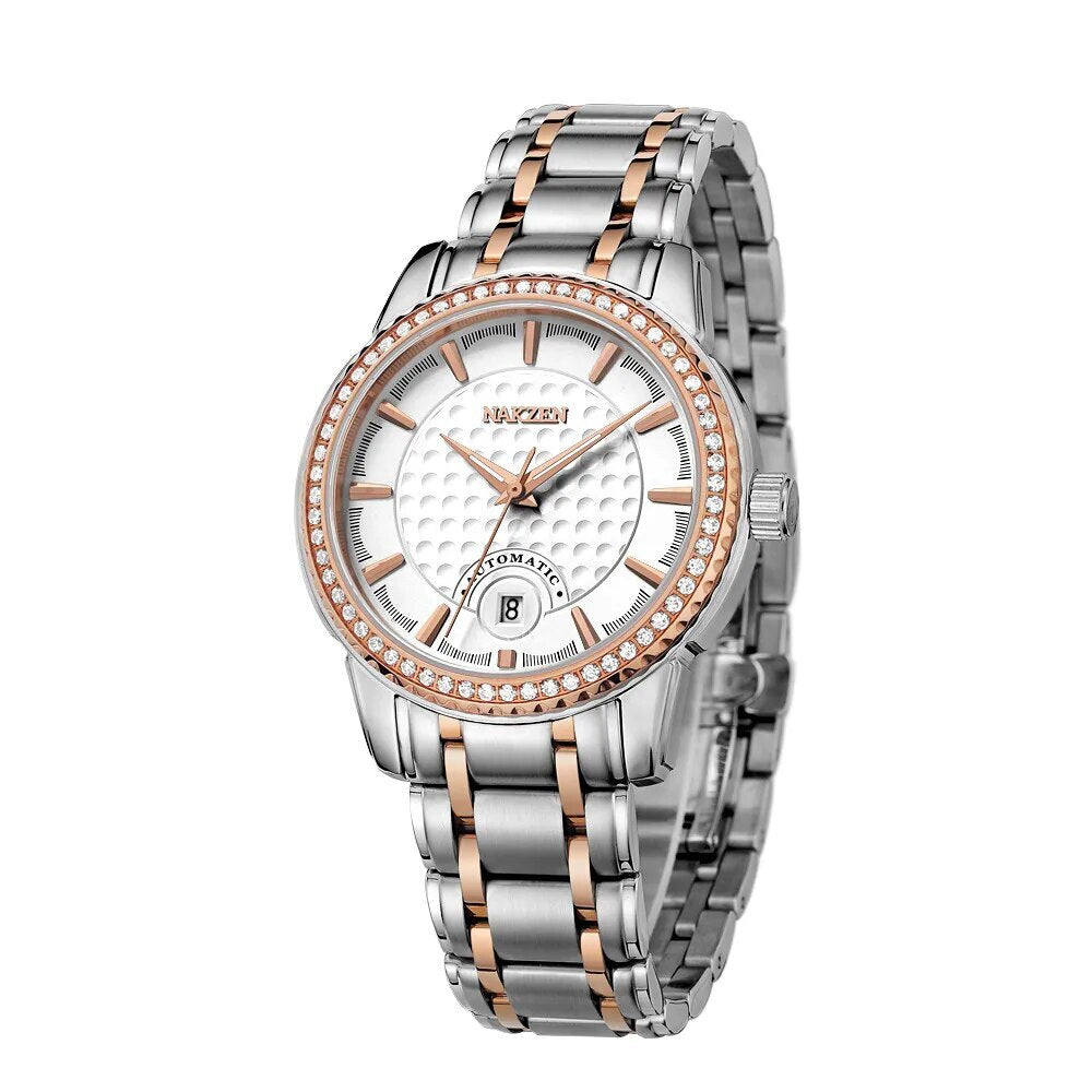 NAKZEN Men Business Mechanical Watch Men's Automatic Miyota 8215 Movt Diamond Watches Sapphire Wrist Watch Waterproof Clock 6020-7