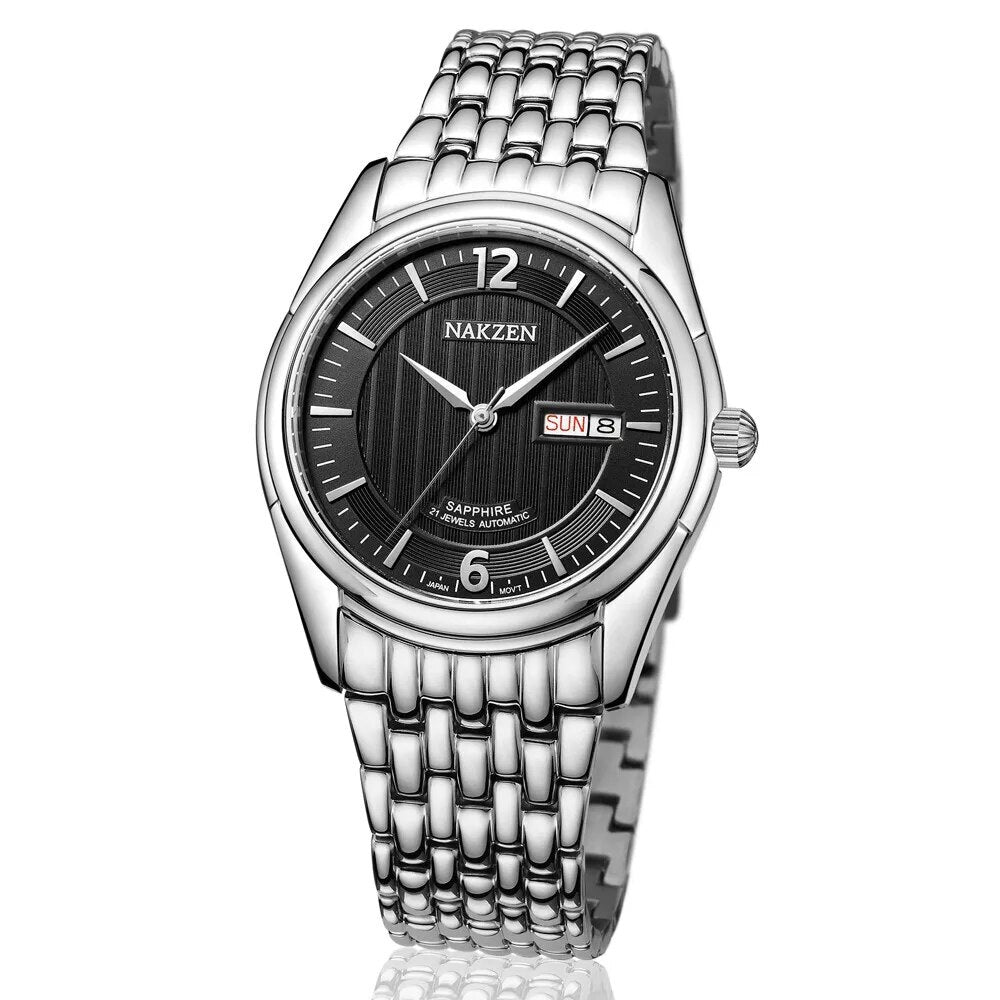 NAKZEN Mens Automatic Mechanical Watch Miyota 8205 Movemen Men Business Waterproof Stainless Steel Watch Clock Relogio Masculino 6009-6