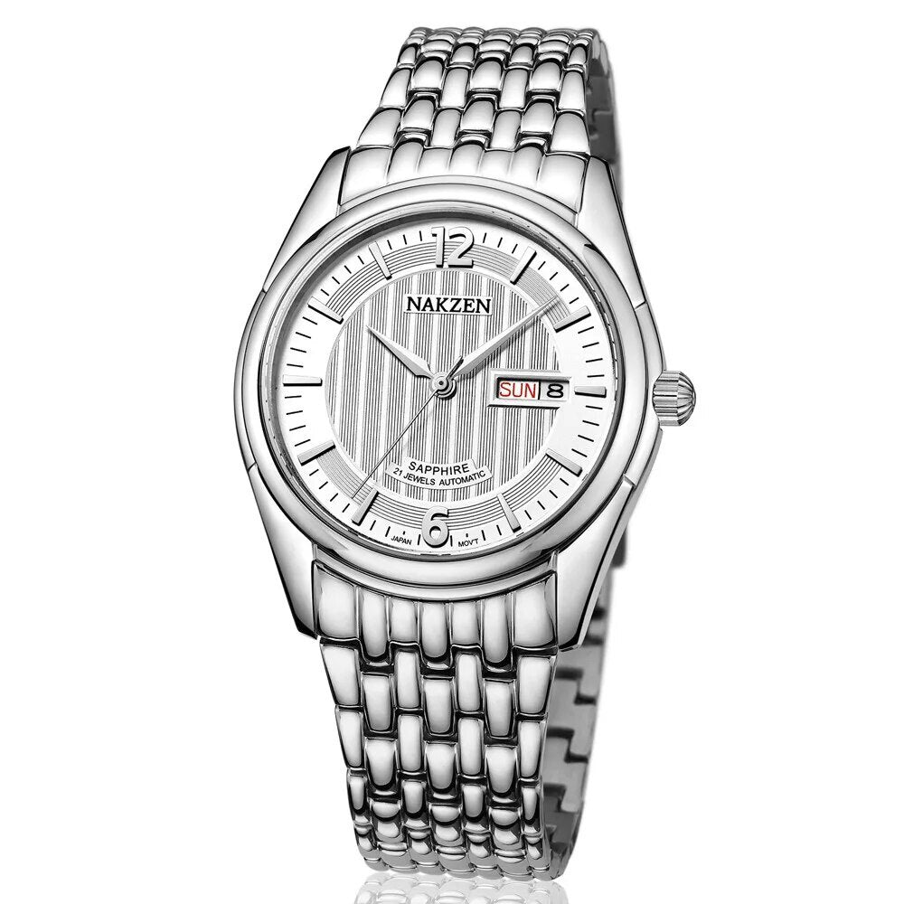 NAKZEN Mens Automatic Mechanical Watch Miyota 8205 Movemen Men Business Waterproof Stainless Steel Watch Clock Relogio Masculino 6009-7