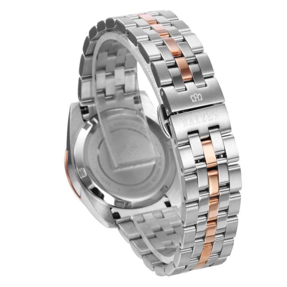 NAKZEN Womens Gold Luxury Quartz Diamond Watch Calendar Display Women Full Steel Wrist Watch Female Clock relogio masculino 6012-3