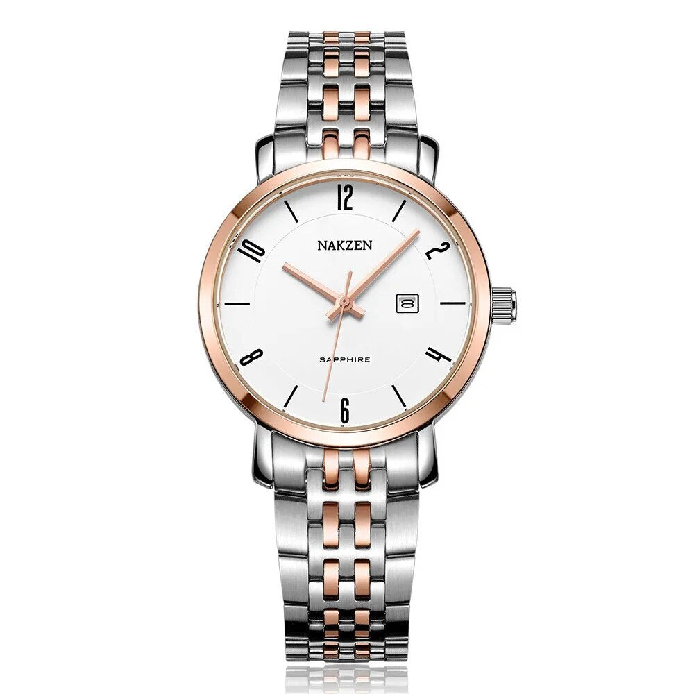 NAKZEN Luxury Tops Brand Women Quartz Wrist watch Ladies Full Steel Waterproof Watches Female Sapphire Designer Dress Watches 4033-8