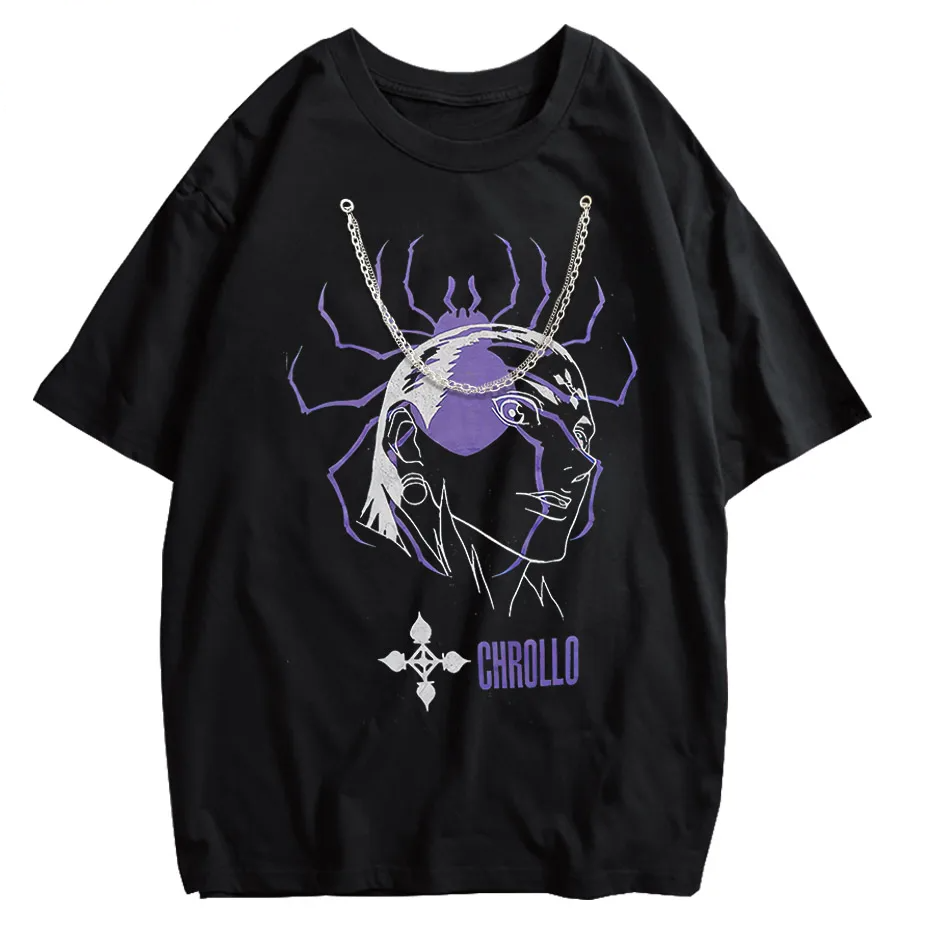 Vintage Washed Hunter x Hunter Chrollo Phantom Troupe Anime T-Shirt Men Harajuku Tee-2
