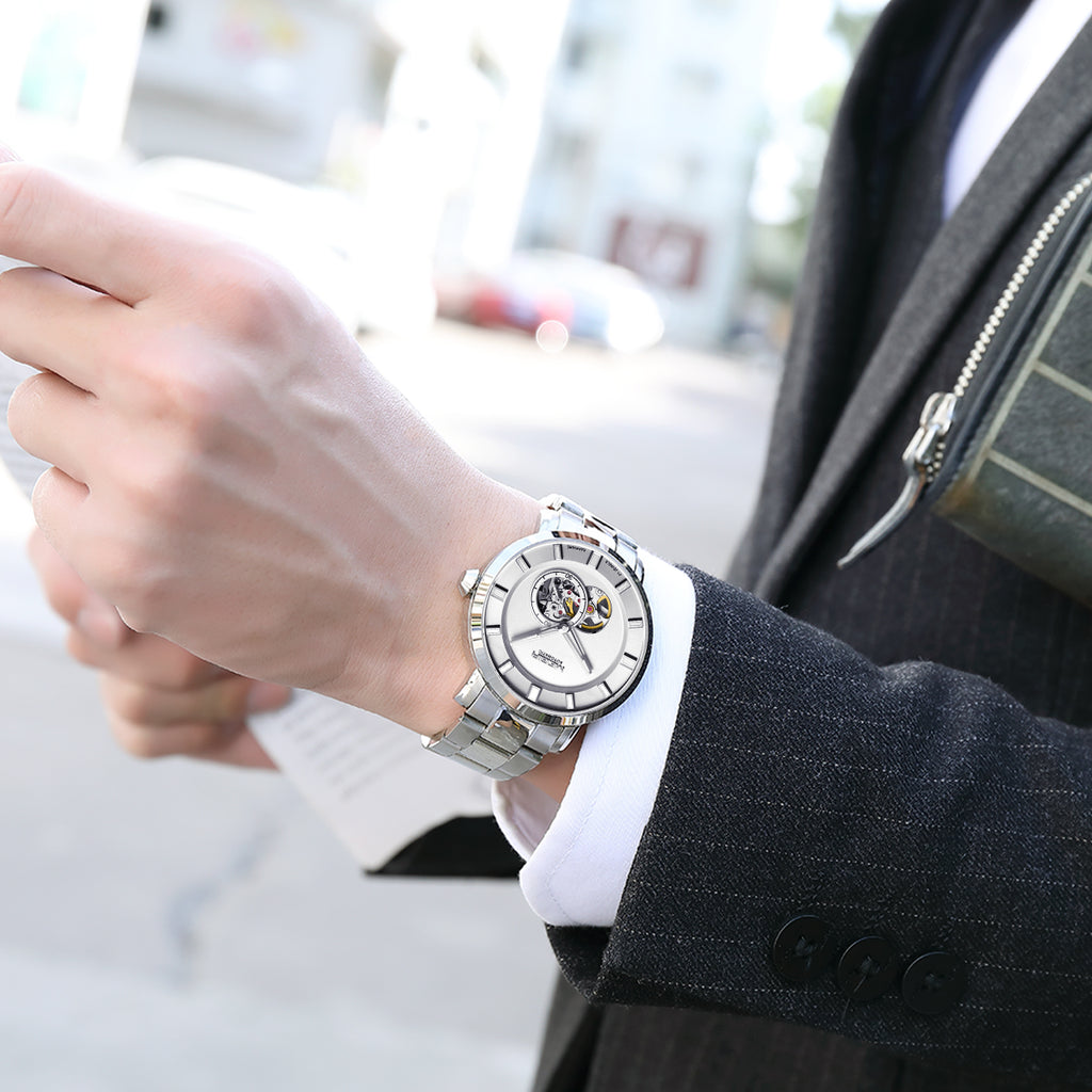 MEGIR Men Watch Hollow Out Automatic Mechanical Stainless Steel Wristwatch Waterproof Luxury Business Wrist Watch Montre Homme 62052-3