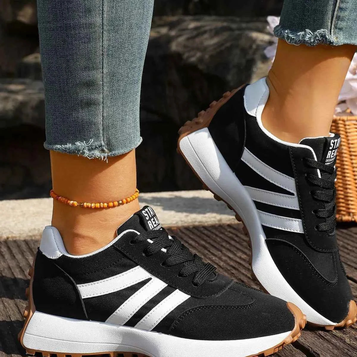 Round Toe Lace Up Sneakers