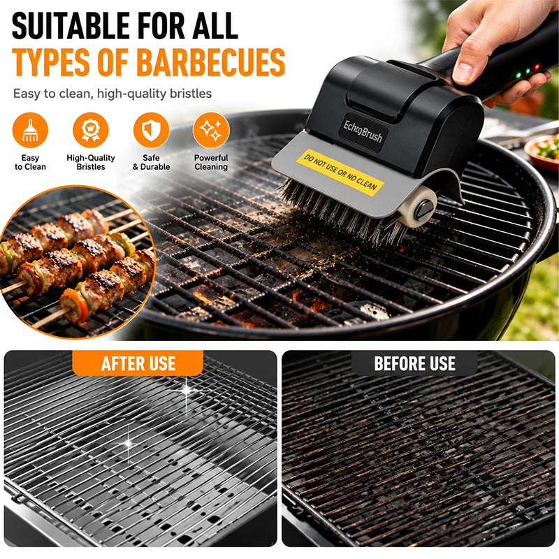 Cordless Electric BBQ Grill Brush – Stainless Steel Roller Scrubber, Rechargeable Handheld Cleaning Brush for Outdoor Kitchen